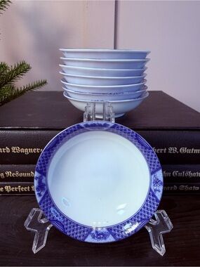 Set of 8 Porcelain Jingdezhen China Blue SUSHI BOWLS DISH 4”